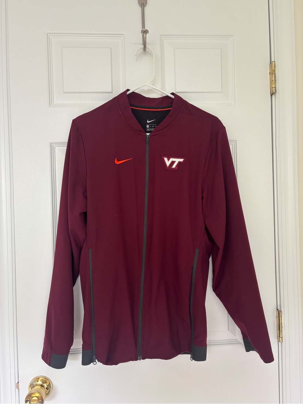Nike Maroon VT Full-Zip Performance Jacket with Orange Swoosh